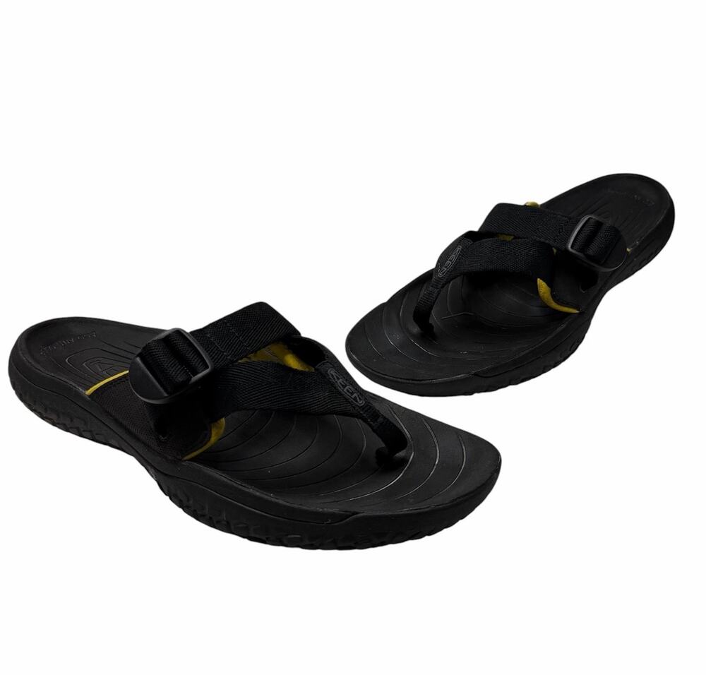 Keen SOLR Toe Post Cinch Strap Sport Beach Outdoor Black Yellow Sandals Mens 13